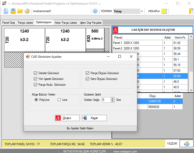 Kompozit Panel Optimizasyon Programı